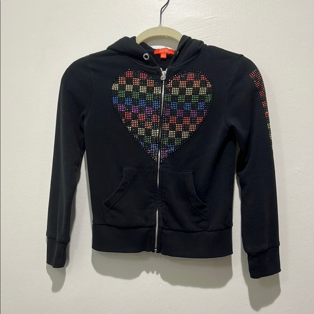 BUTTER Girls' Size S/7 Rhinestone Heart Hoodie